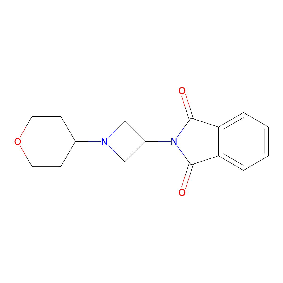2-(1-(tetrahydro-2H-pyran-4-yl)azetidin-3-yl)isoindoline-1,3-dione molecular structure, CAS 1795488-27-5