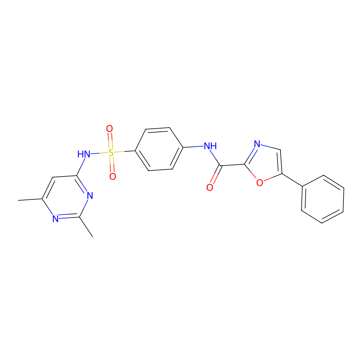 N-(4-(N-(2,6-dimethylpyrimidin-4-yl)sulfamoyl)phenyl)-5-phenyloxazole-2-carboxamide molecular structure, CAS 1795488-34-4