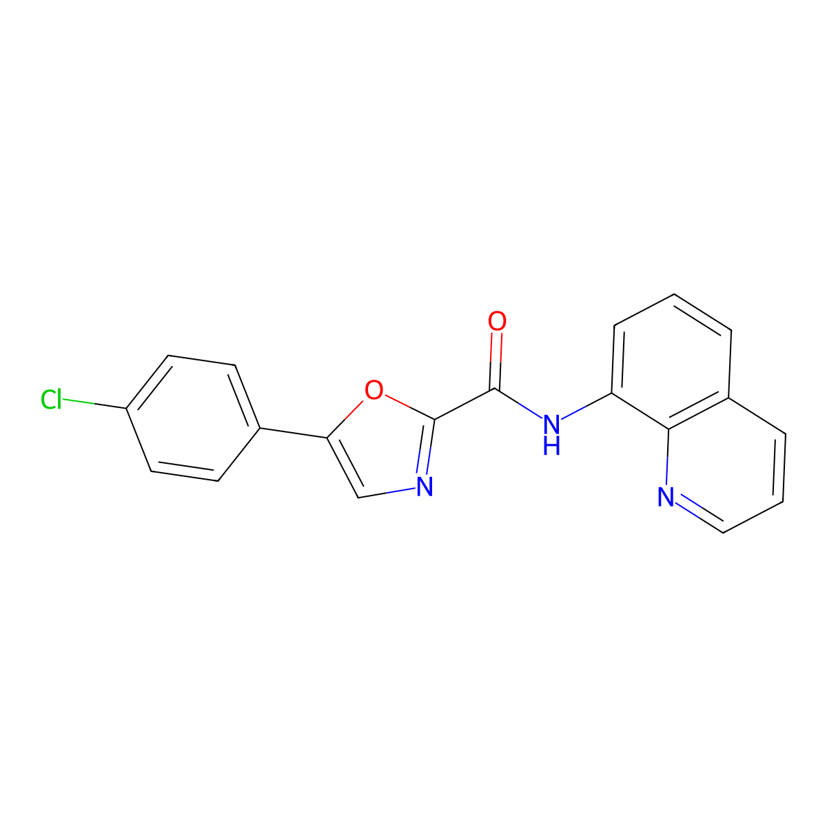 5-(4-chlorophenyl)-N-(quinolin-8-yl)oxazole-2-carboxamide molecular structure, CAS 1795488-59-3