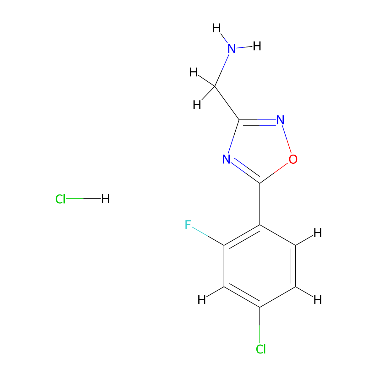 [5-(4-Chloro-2-fluorophenyl)-1,2,4-oxadiazol-3-yl]methanamine hydrochloride molecular structure, CAS 1795488-66-2