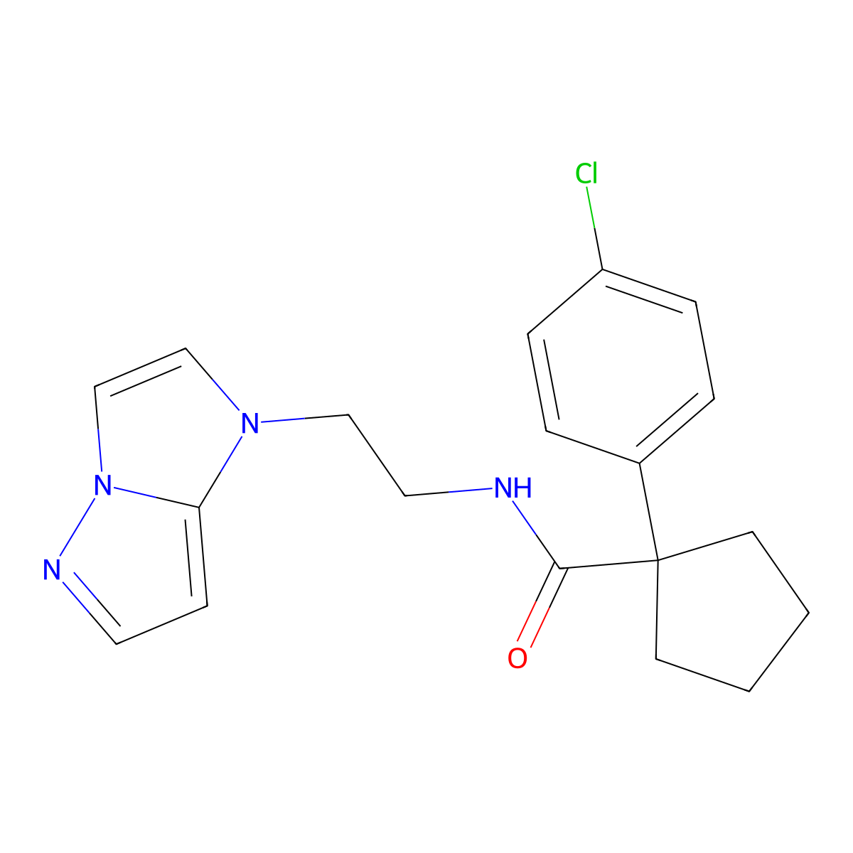 N-(2-(1H-imidazo[1,2-b]pyrazol-1-yl)ethyl)-1-(4-chlorophenyl)cyclopentanecarboxamide molecular structure, CAS 1795489-43-8