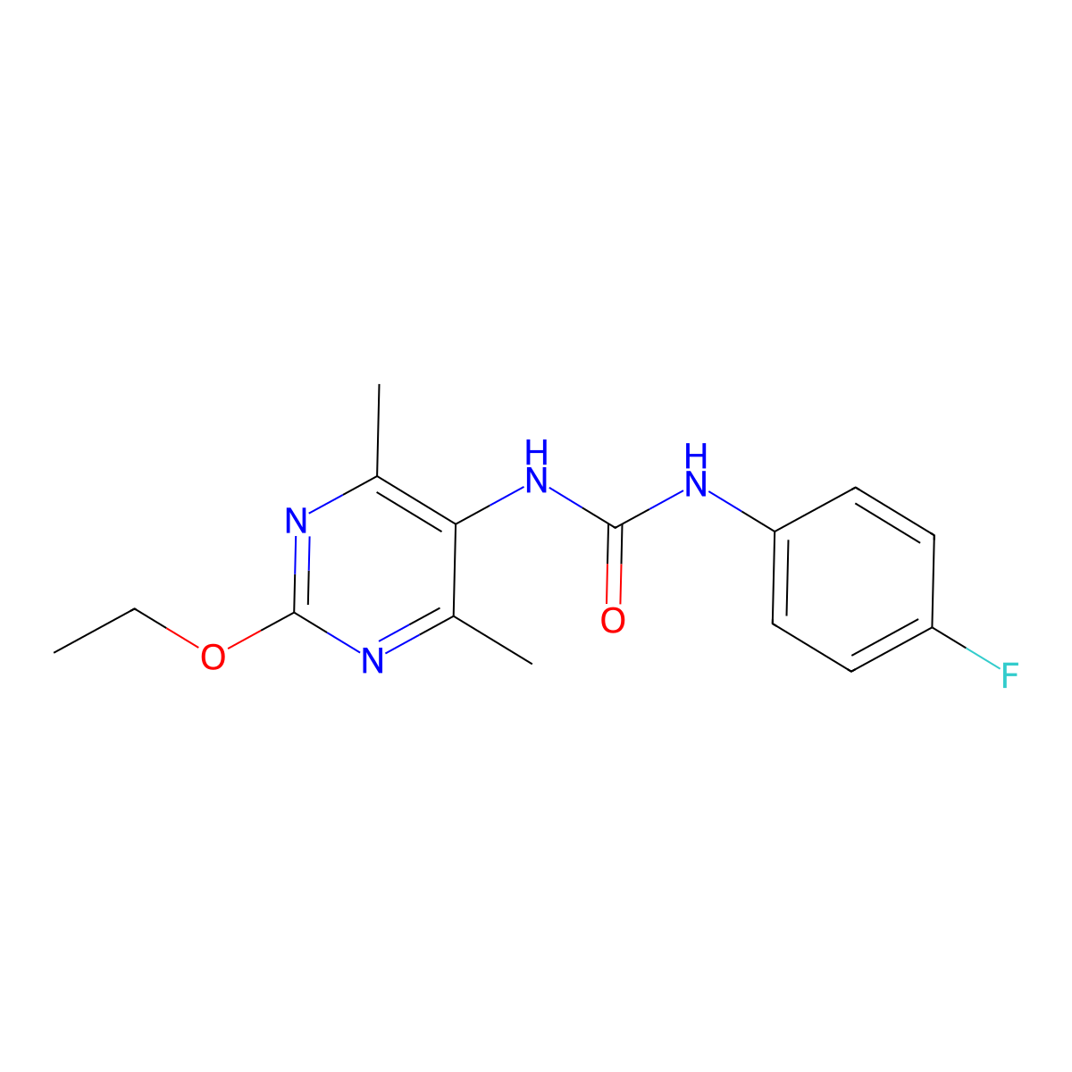 1-(2-Ethoxy-4,6-dimethylpyrimidin-5-yl)-3-(4-fluorophenyl)urea molecular structure, CAS 1795489-53-0