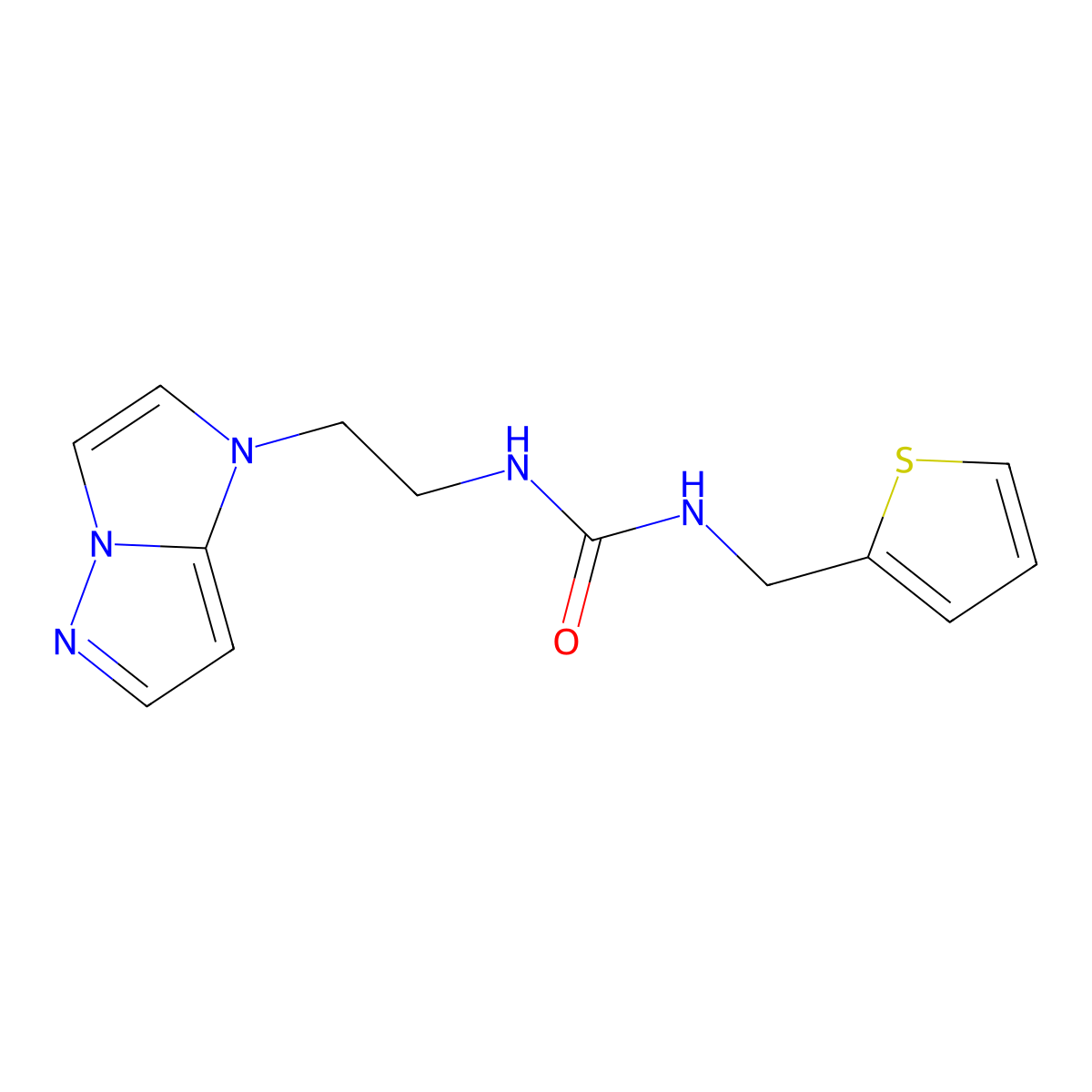 1-(2-(1H-imidazo[1,2-b]pyrazol-1-yl)ethyl)-3-(thiophen-2-ylmethyl)urea molecular structure, CAS 1795489-57-4