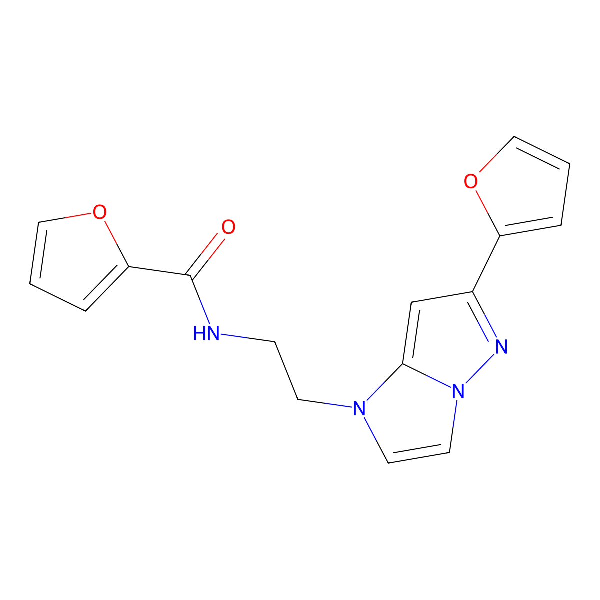 N-(2-(6-(furan-2-yl)-1H-imidazo[1,2-b]pyrazol-1-yl)ethyl)furan-2-carboxamide molecular structure, CAS 1795489-63-2