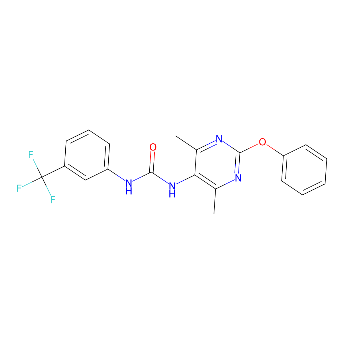 1-(4,6-Dimethyl-2-phenoxypyrimidin-5-yl)-3-(3-(trifluoromethyl)phenyl)urea molecular structure, CAS 1795489-66-5
