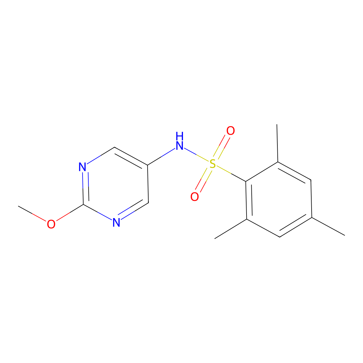 N-(2-methoxypyrimidin-5-yl)-2,4,6-trimethylbenzenesulfonamide molecular structure, CAS 1795489-79-0