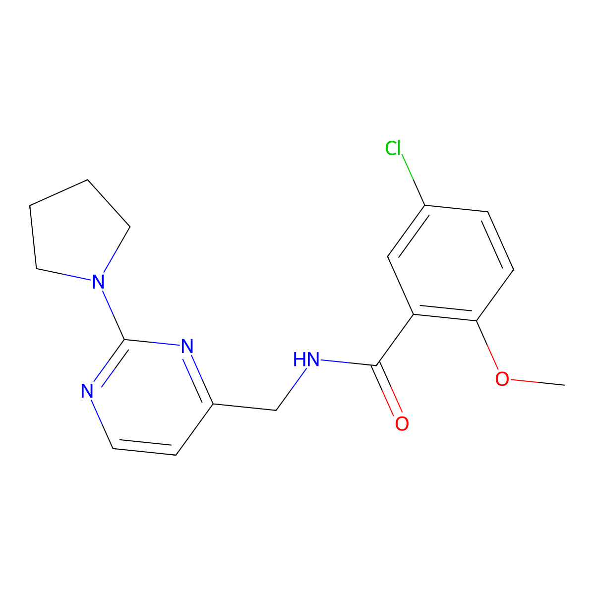 5-chloro-2-methoxy-N-{[2-(pyrrolidin-1-yl)pyrimidin-4-yl]methyl}benzamide molecular structure, CAS 1795489-90-5
