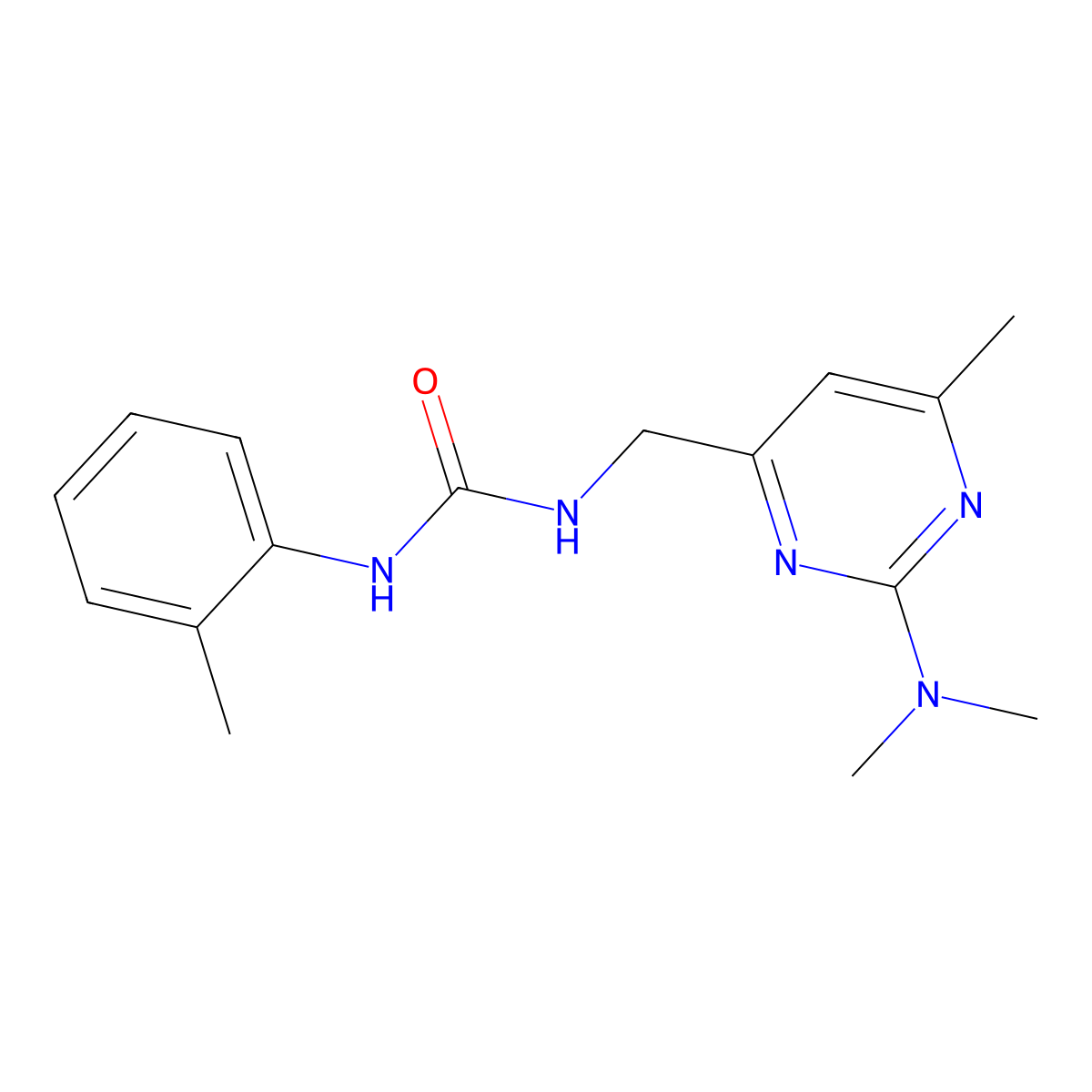 1-((2-(Dimethylamino)-6-methylpyrimidin-4-yl)methyl)-3-(o-tolyl)urea molecular structure, CAS 1795489-96-1