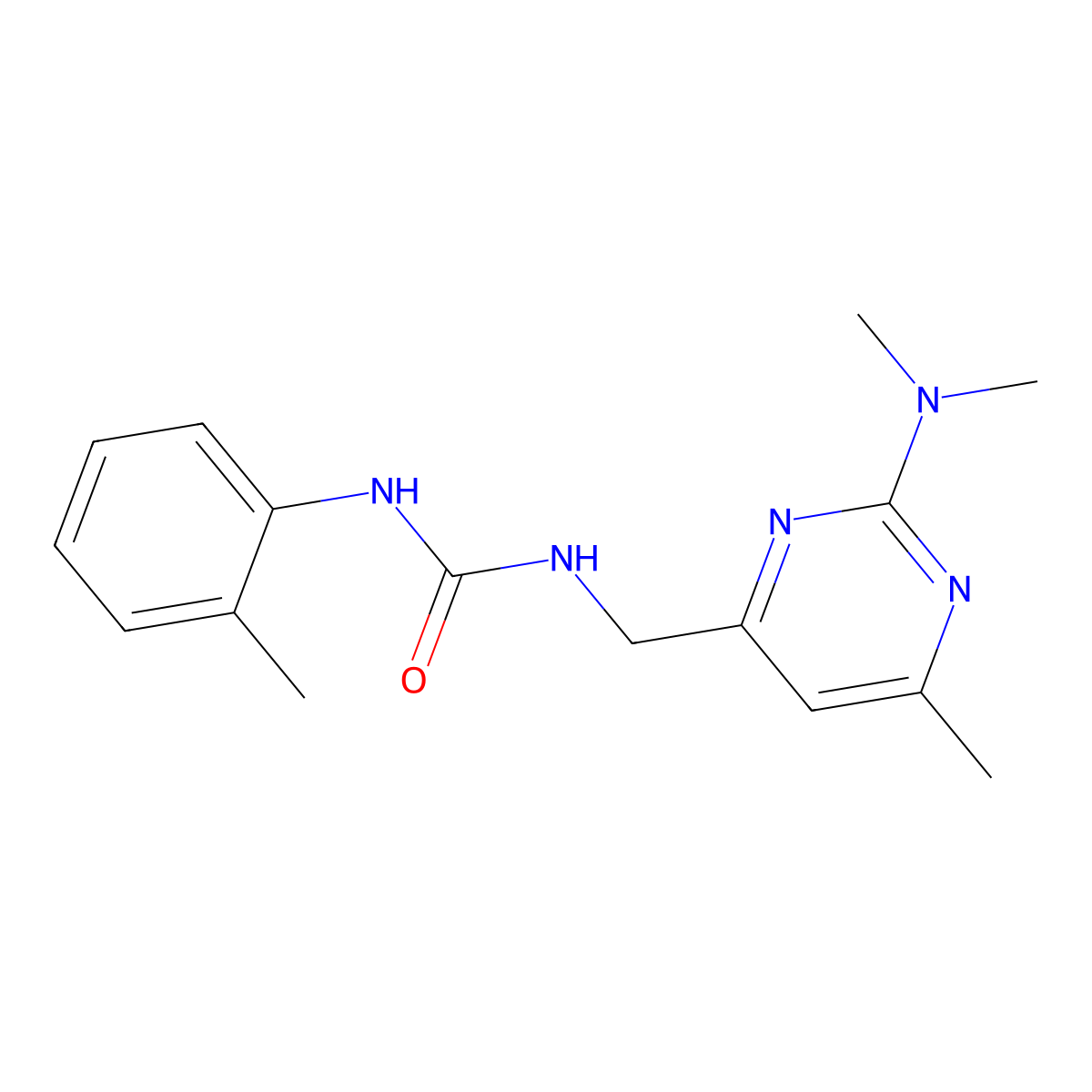 1-((2-(Dimethylamino)-6-methylpyrimidin-4-yl)methyl)-3-(o-tolyl)urea molecular structure, CAS 1795489-96-1