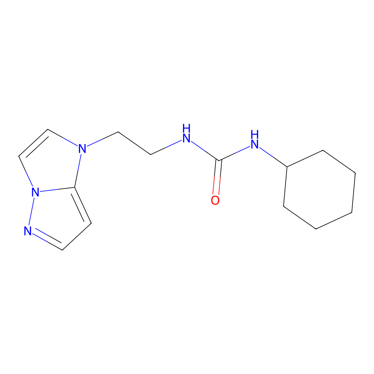 1-(2-(1H-imidazo[1,2-b]pyrazol-1-yl)ethyl)-3-cyclohexylurea molecular structure, CAS 1795490-24-2