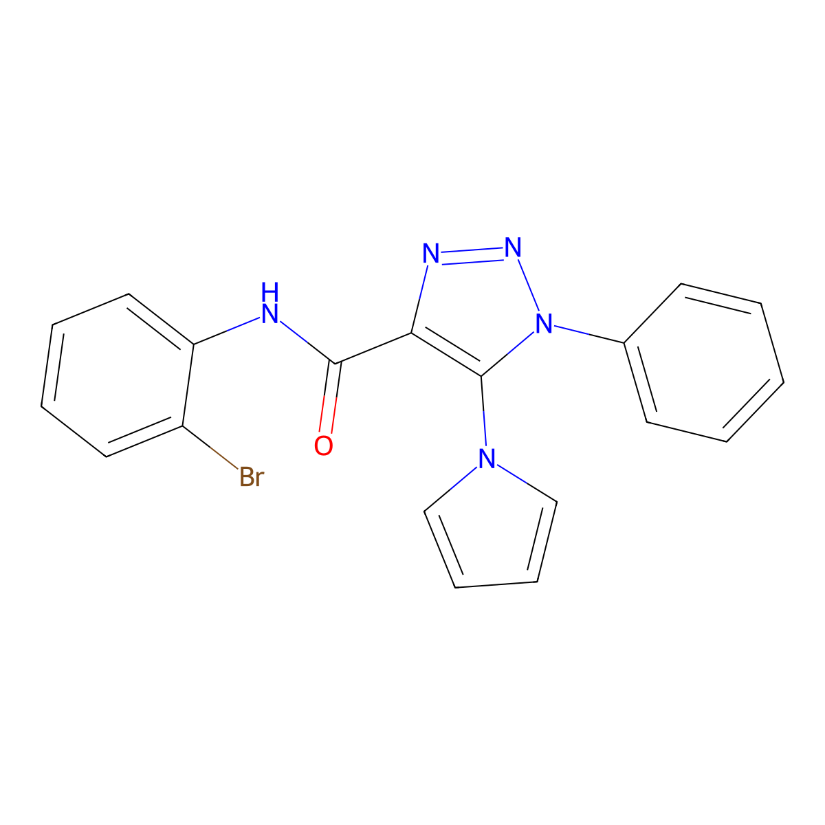 N-(2-bromophenyl)-1-phenyl-5-(1H-pyrrol-1-yl)-1H-1,2,3-triazole-4-carboxamide molecular structure, CAS 1795490-64-0
