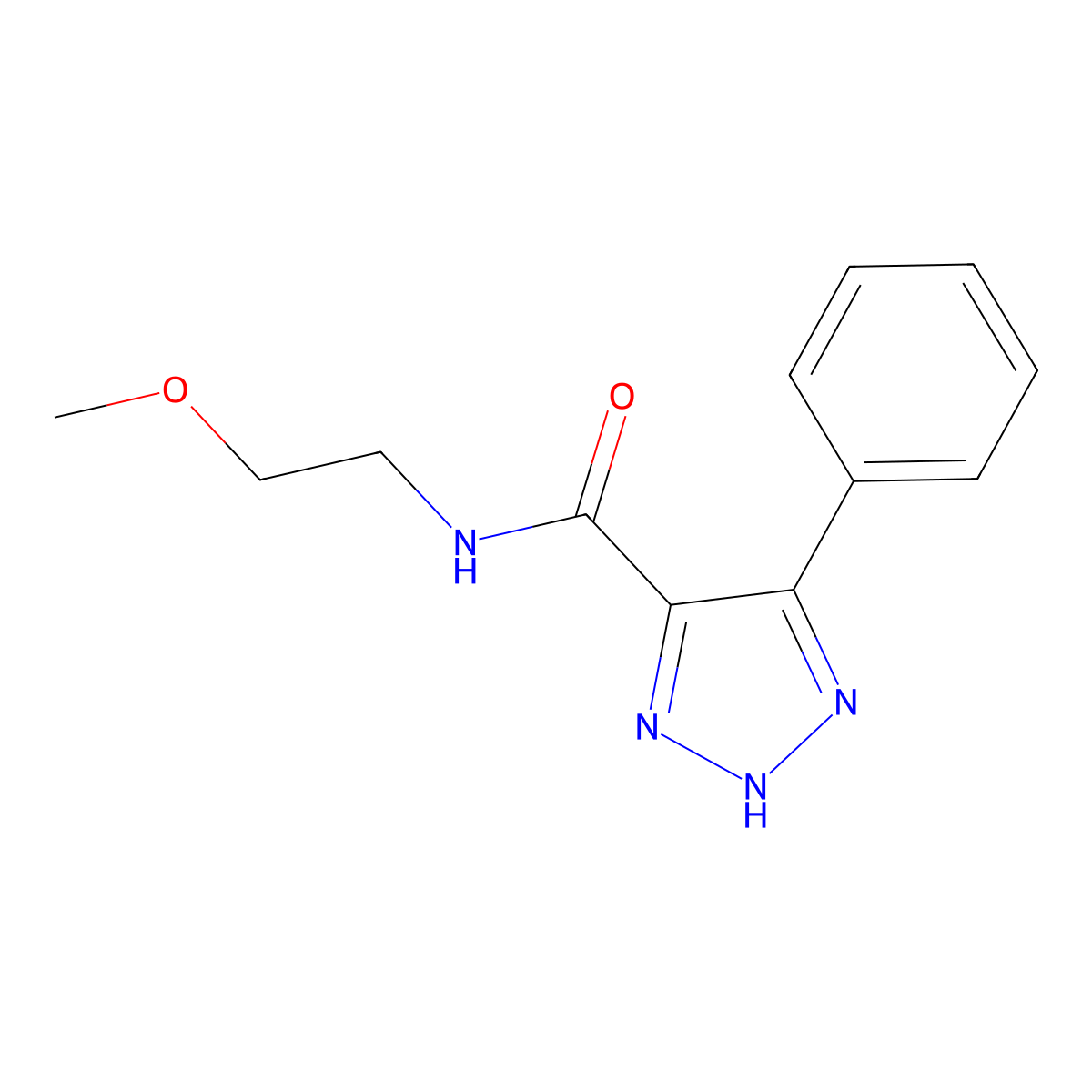 N-(2-methoxyethyl)-4-phenyl-1H-1,2,3-triazole-5-carboxamide molecular structure, CAS 1795490-76-4