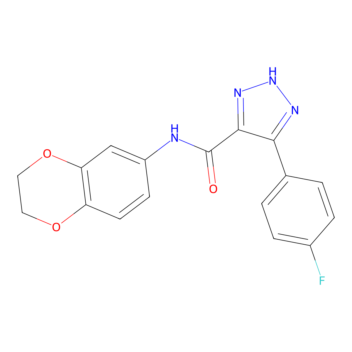 N-(2,3-dihydro-1,4-benzodioxin-6-yl)-4-(4-fluorophenyl)-1H-1,2,3-triazole-5-carboxamide molecular structure, CAS 1795490-83-3