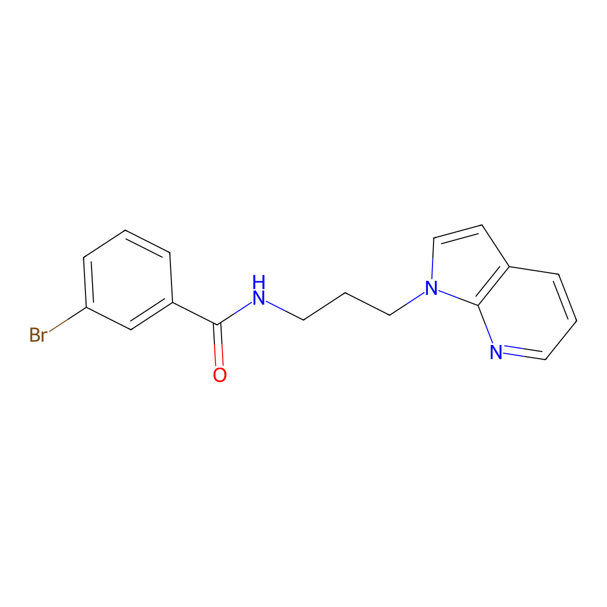 N-(3-(1H-pyrrolo[2,3-b]pyridin-1-yl)propyl)-3-bromobenzamide molecular structure, CAS 1795491-11-0