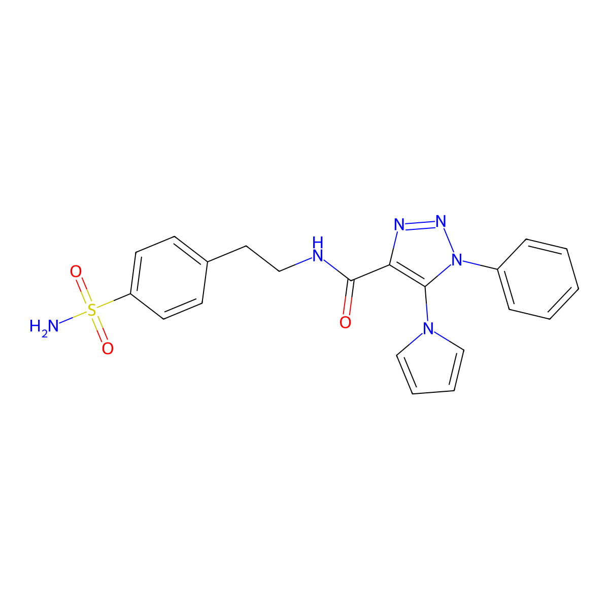 1-phenyl-5-(1H-pyrrol-1-yl)-N-(4-sulfamoylphenethyl)-1H-1,2,3-triazole-4-carboxamide molecular structure, CAS 1795491-54-1