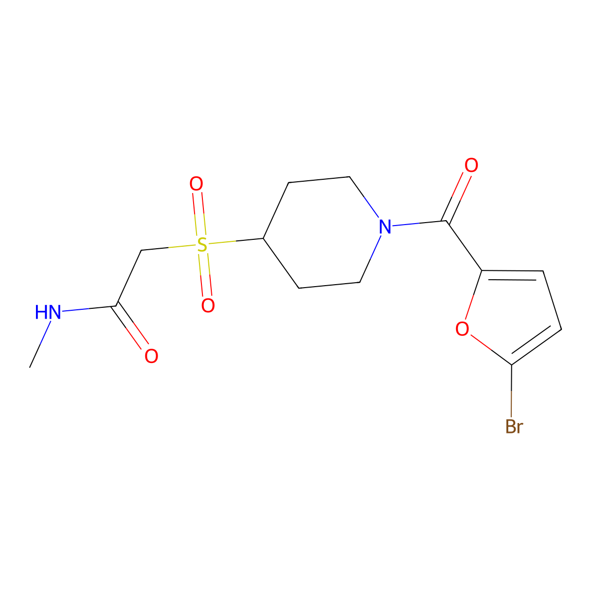 2-{[1-(5-bromofuran-2-carbonyl)piperidin-4-yl]sulfonyl}-N-methylacetamide molecular structure, CAS 1795491-63-2