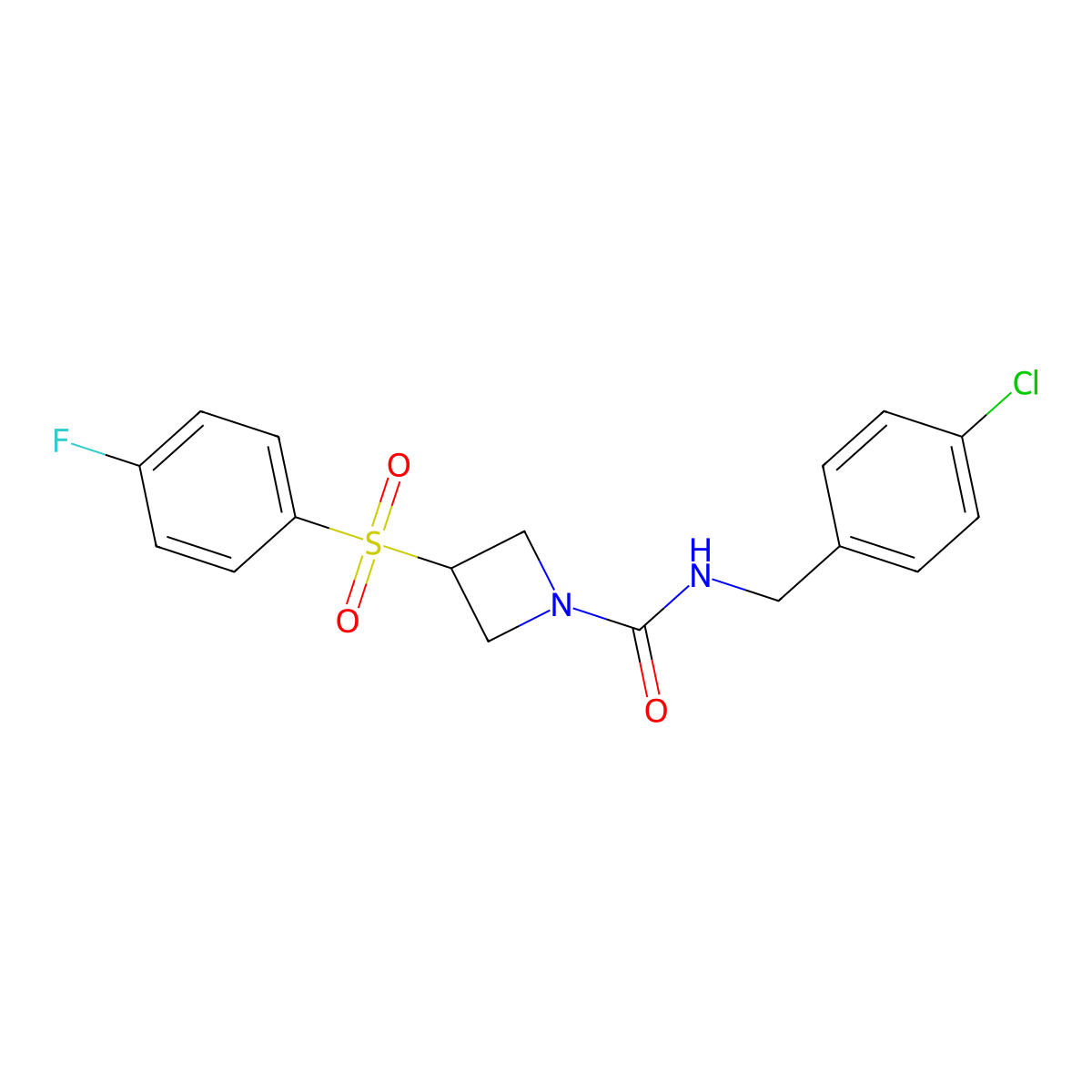 N-(4-chlorobenzyl)-3-((4-fluorophenyl)sulfonyl)azetidine-1-carboxamide molecular structure, CAS 1795491-71-2