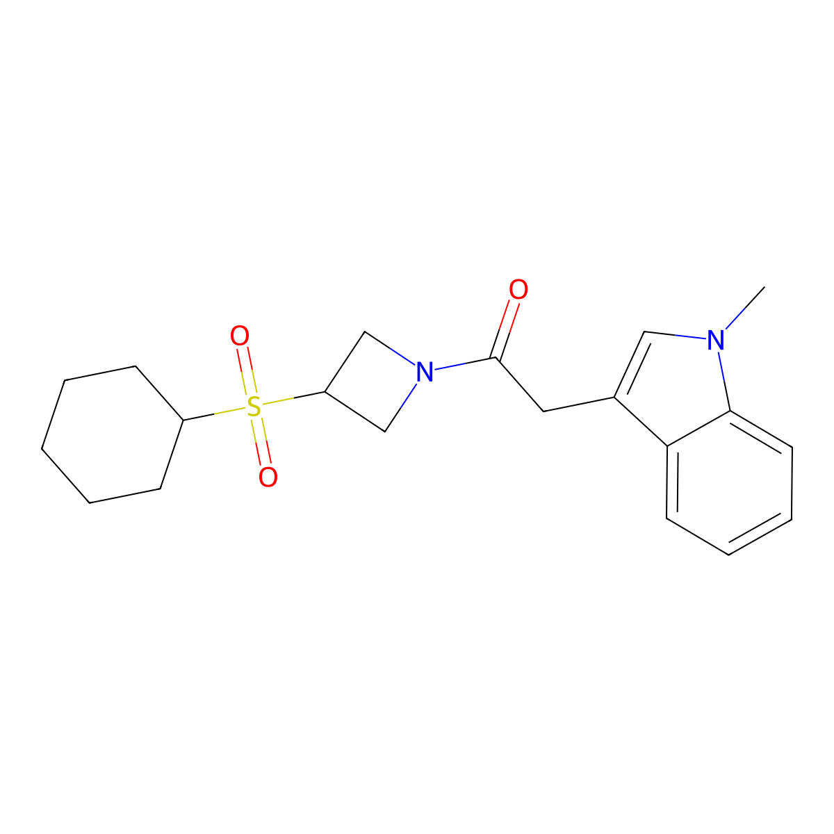 1-(3-(cyclohexylsulfonyl)azetidin-1-yl)-2-(1-methyl-1H-indol-3-yl)ethanone molecular structure, CAS 1795491-82-5