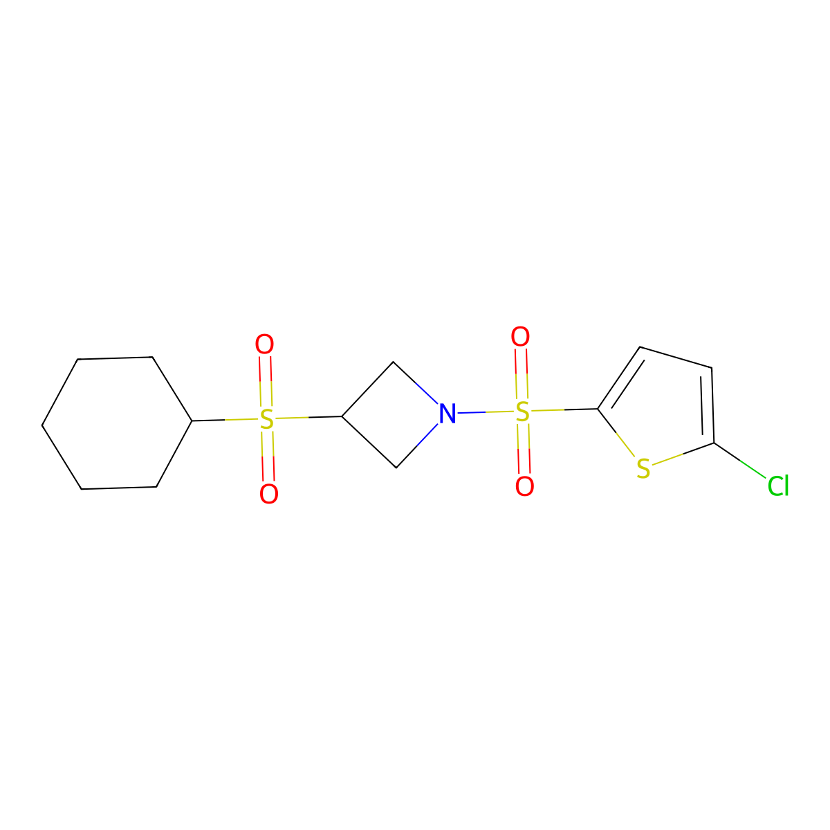 1-((5-Chlorothiophen-2-yl)sulfonyl)-3-(cyclohexylsulfonyl)azetidine molecular structure, CAS 1795491-86-9