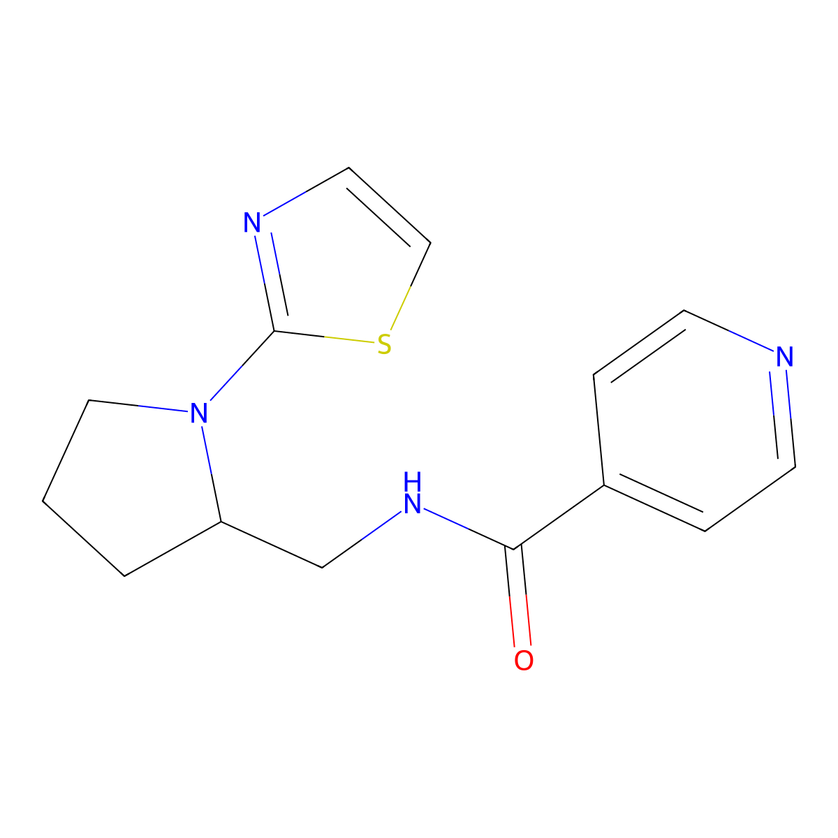 N-((1-(thiazol-2-yl)pyrrolidin-2-yl)methyl)isonicotinamide molecular structure, CAS 1795492-17-9