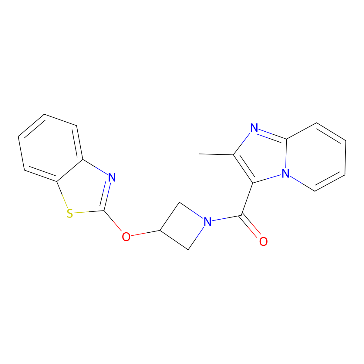 (3-(Benzo[d]thiazol-2-yloxy)azetidin-1-yl)(2-methylimidazo[1,2-a]pyridin-3-yl)methanone molecular structure, CAS 1795492-22-6
