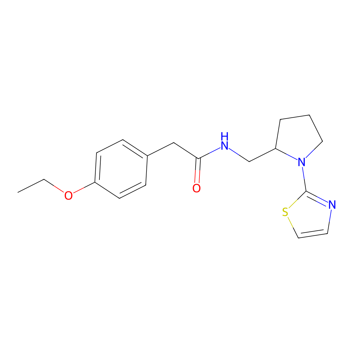 2-(4-ethoxyphenyl)-N-((1-(thiazol-2-yl)pyrrolidin-2-yl)methyl)acetamide molecular structure, CAS 1795492-34-0