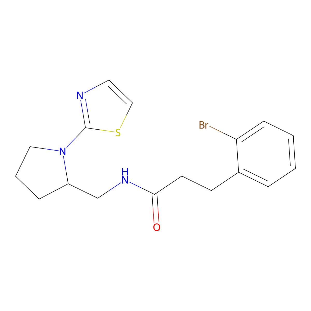 3-(2-bromophenyl)-N-((1-(thiazol-2-yl)pyrrolidin-2-yl)methyl)propanamide molecular structure, CAS 1795492-40-8