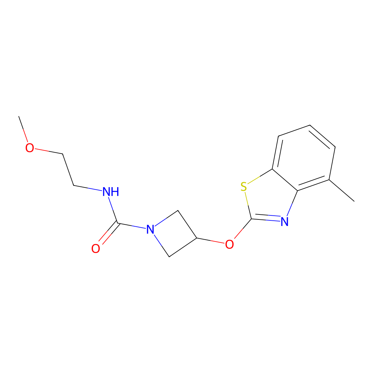 N-(2-methoxyethyl)-3-((4-methylbenzo[d]thiazol-2-yl)oxy)azetidine-1-carboxamide molecular structure, CAS 1795492-46-4