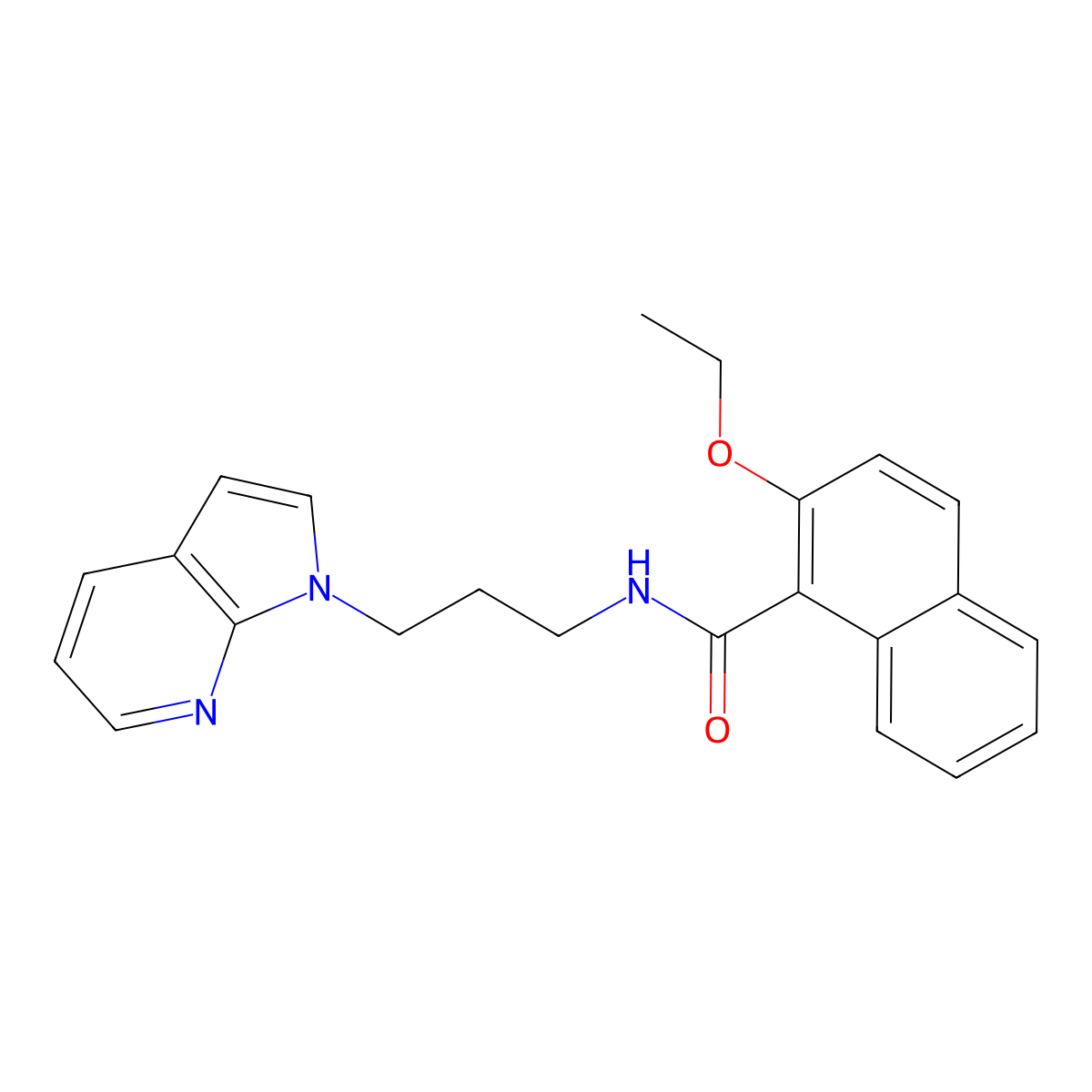 N-(3-(1H-pyrrolo[2,3-b]pyridin-1-yl)propyl)-2-ethoxy-1-naphthamide molecular structure, CAS 1795492-67-9
