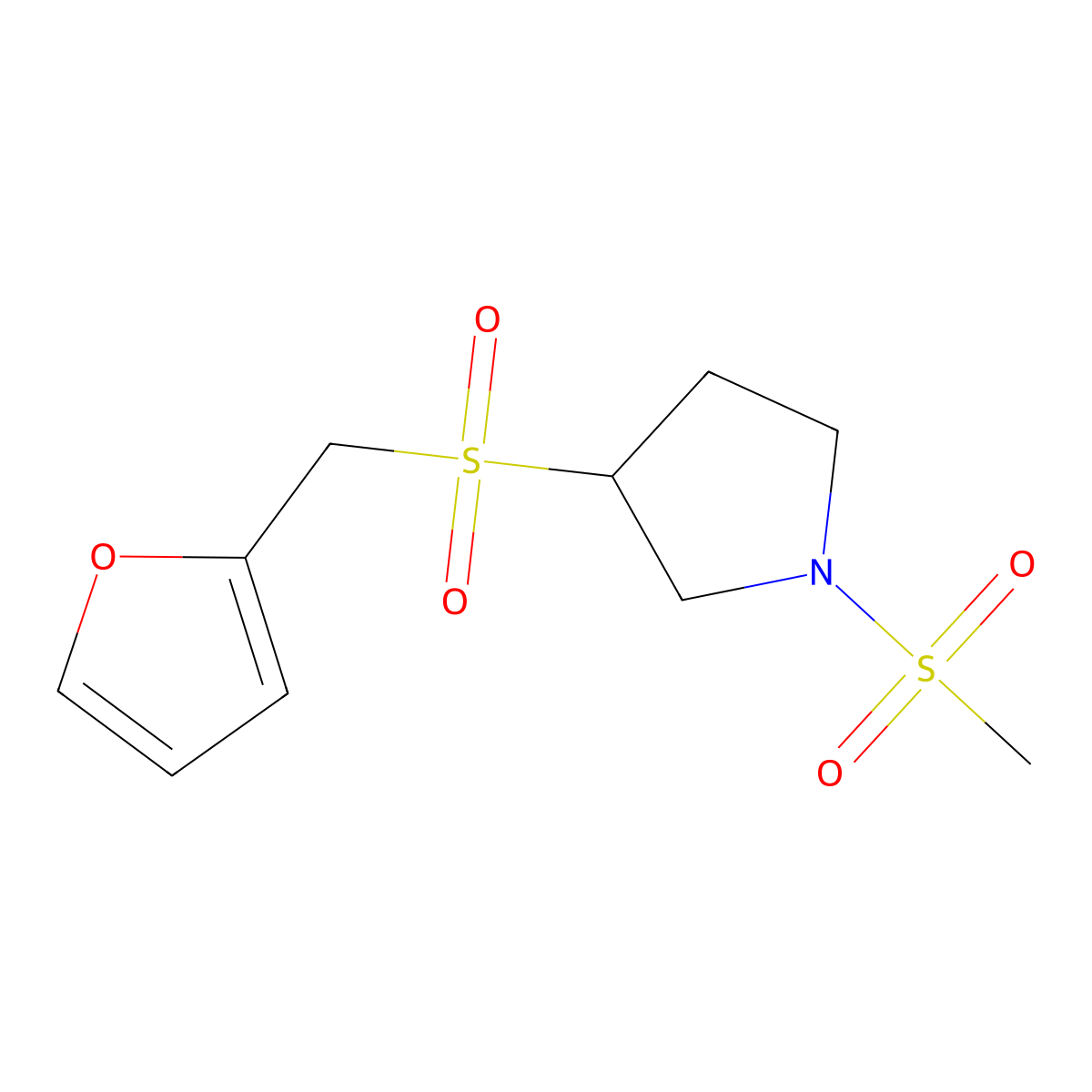 3-((Furan-2-ylmethyl)sulfonyl)-1-(methylsulfonyl)pyrrolidine molecular structure, CAS 1795492-69-1