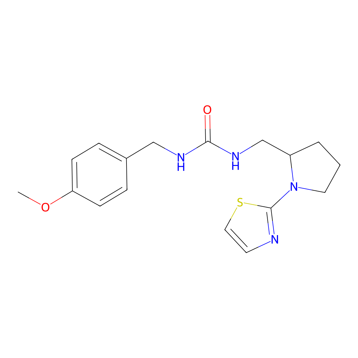 1-(4-Methoxybenzyl)-3-((1-(thiazol-2-yl)pyrrolidin-2-yl)methyl)urea molecular structure, CAS 1795492-86-2
