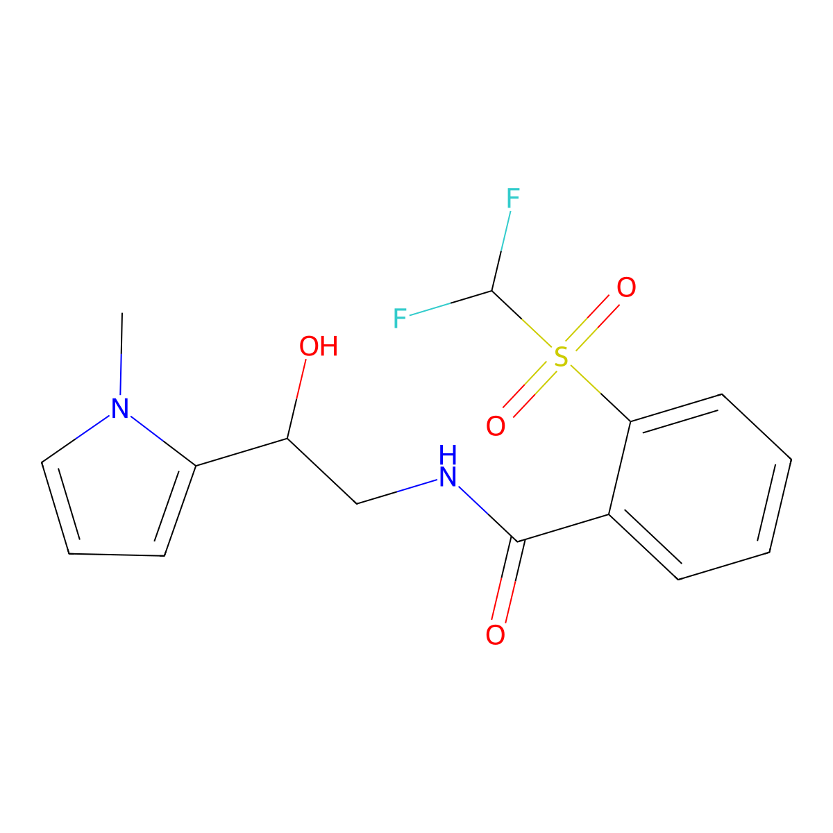 2-((difluoromethyl)sulfonyl)-N-(2-hydroxy-2-(1-methyl-1H-pyrrol-2-yl)ethyl)benzamide molecular structure, CAS 1795493-18-3
