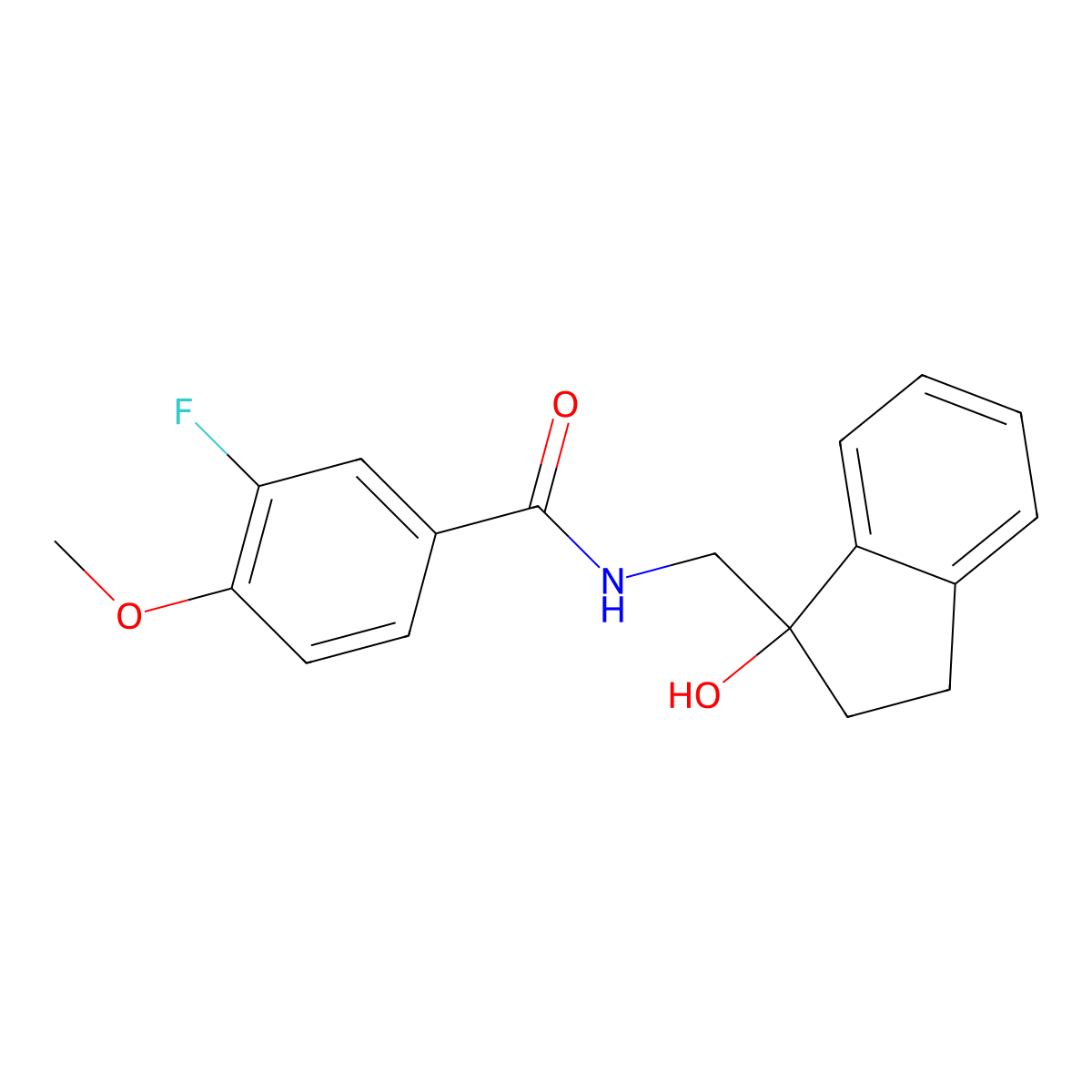 3-fluoro-N-[(1-hydroxy-2,3-dihydro-1H-inden-1-yl)methyl]-4-methoxybenzamide molecular structure, CAS 1795493-38-7