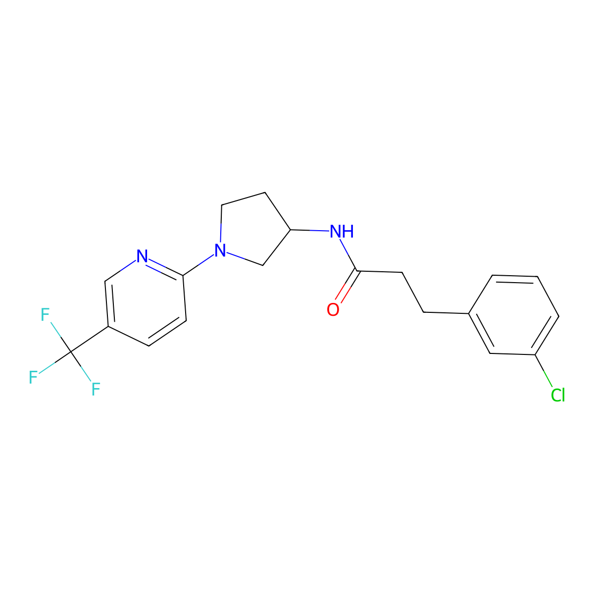 3-(3-chlorophenyl)-N-(1-(5-(trifluoromethyl)pyridin-2-yl)pyrrolidin-3-yl)propanamide molecular structure, CAS 1795493-54-7