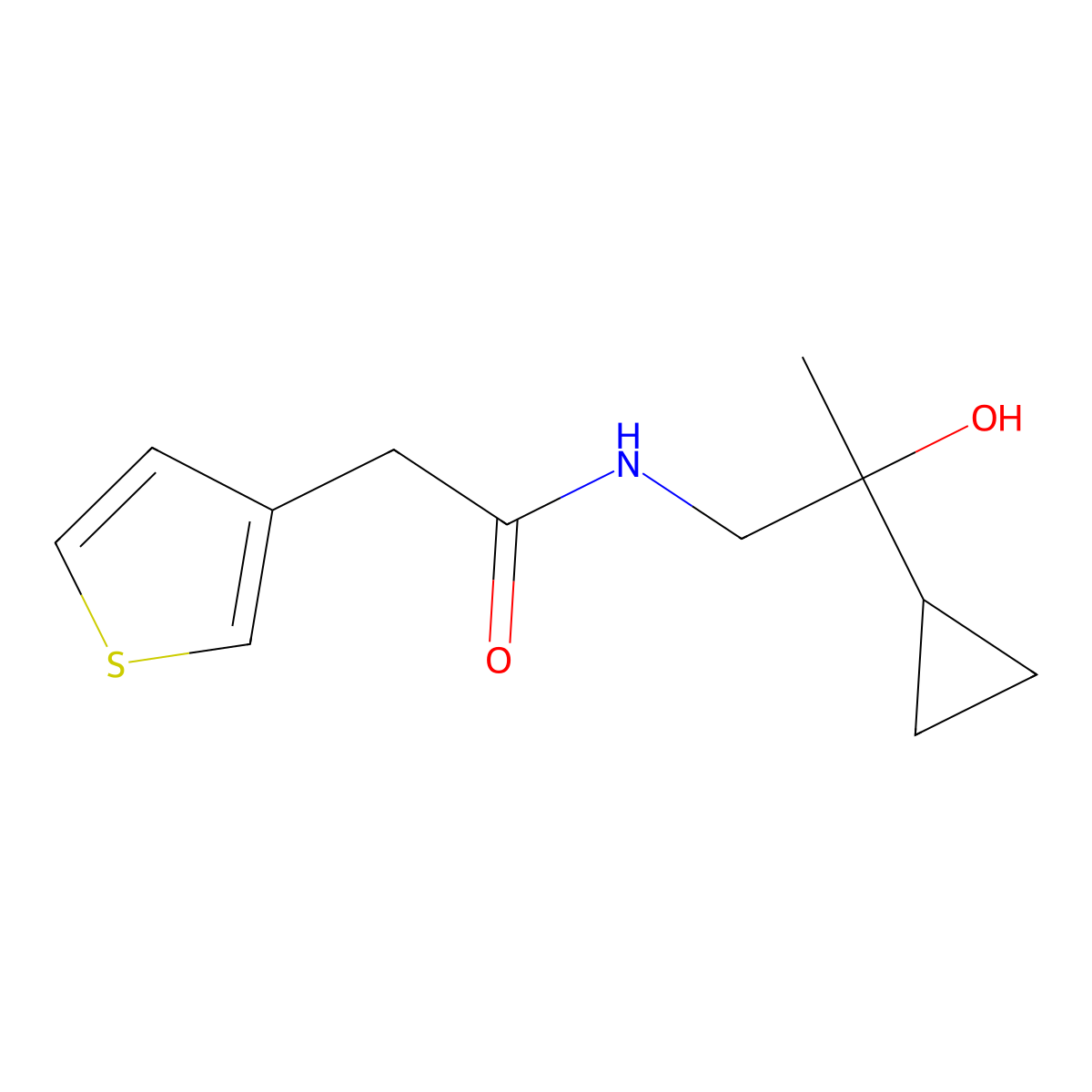 N-(2-cyclopropyl-2-hydroxypropyl)-2-(thiophen-3-yl)acetamide molecular structure, CAS 1795493-60-5