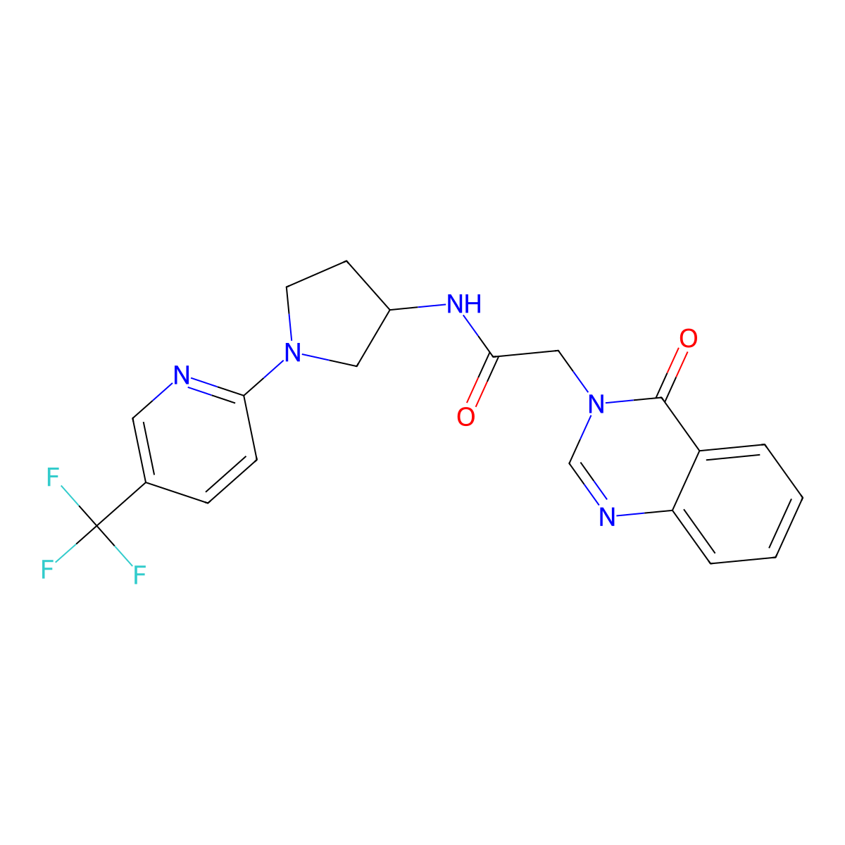 2-(4-oxoquinazolin-3(4H)-yl)-N-(1-(5-(trifluoromethyl)pyridin-2-yl)pyrrolidin-3-yl)acetamide molecular structure, CAS 1795493-61-6