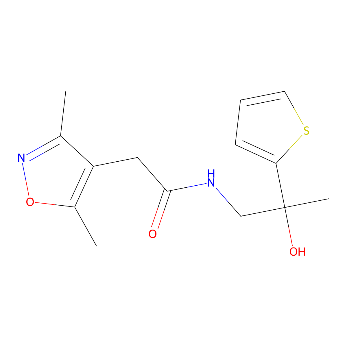 2-(3,5-dimethylisoxazol-4-yl)-N-(2-hydroxy-2-(thiophen-2-yl)propyl)acetamide molecular structure, CAS 1795493-86-5