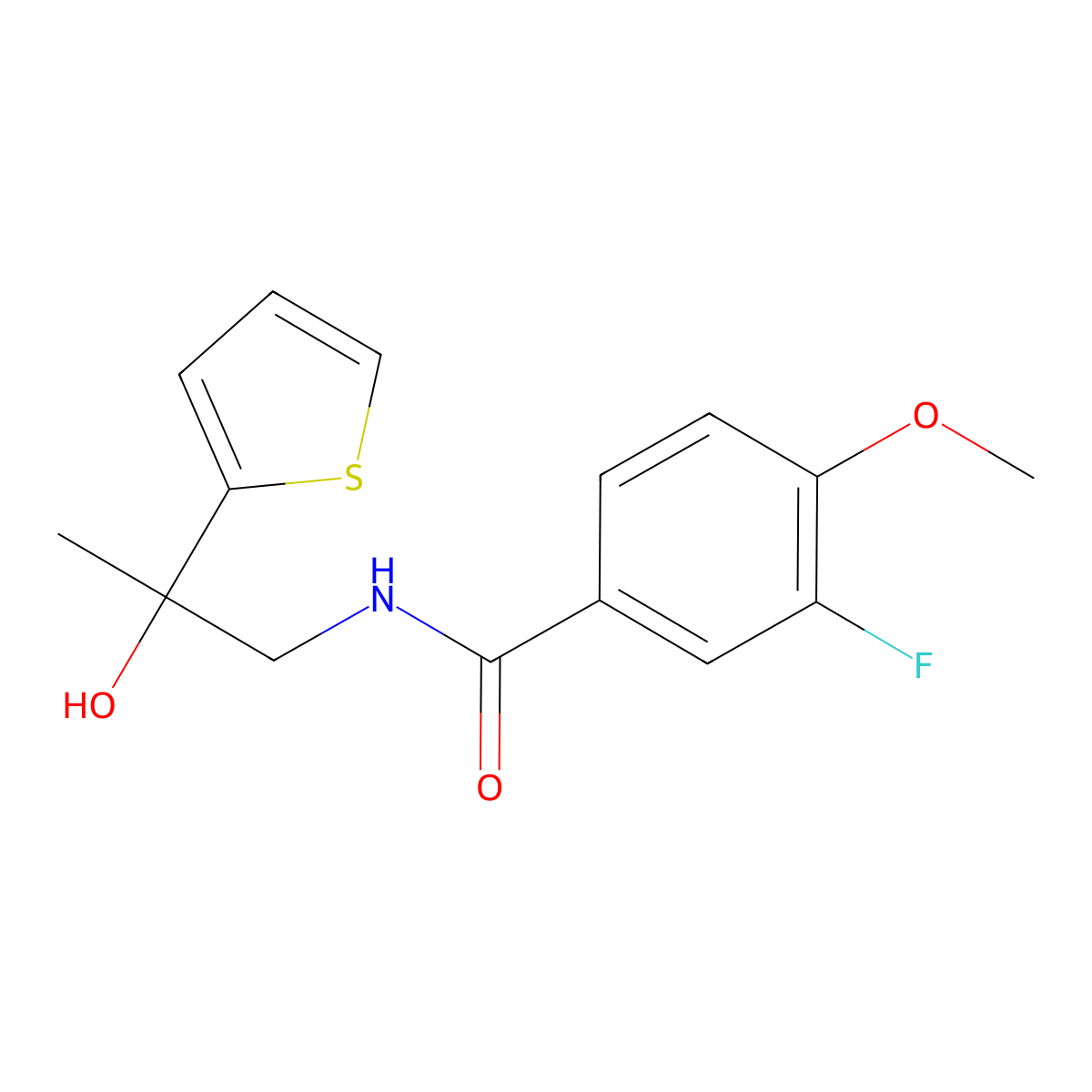 3-fluoro-N-[2-hydroxy-2-(thiophen-2-yl)propyl]-4-methoxybenzamide molecular structure, CAS 1795493-93-4