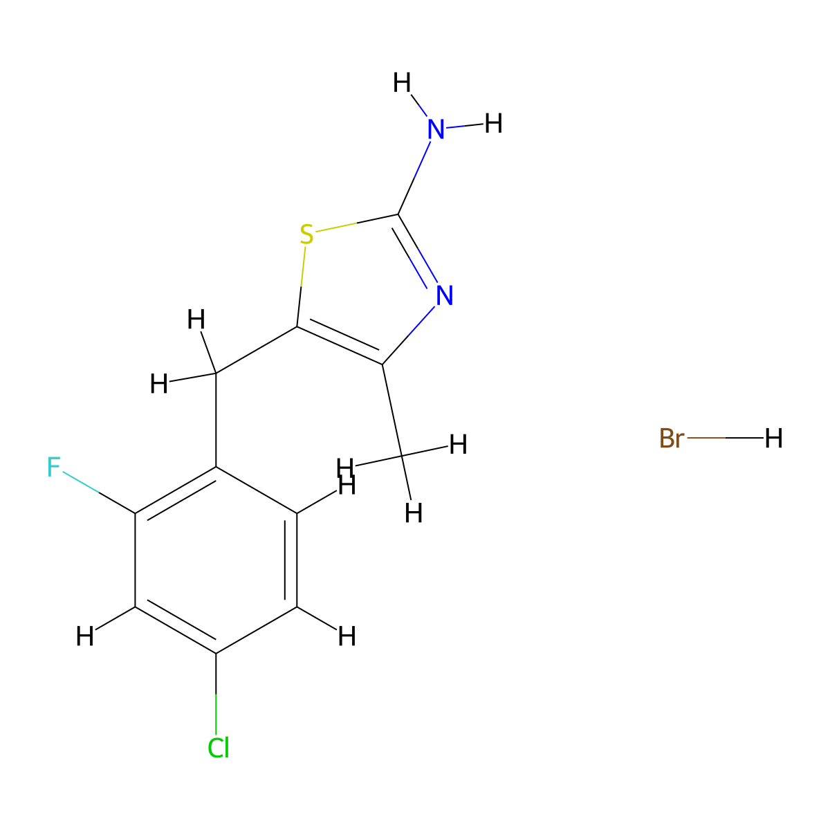 5-[(4-Chloro-2-fluorophenyl)methyl]-4-methyl-1,3-thiazol-2-amine hydrobromide molecular structure, CAS 1795494-04-0