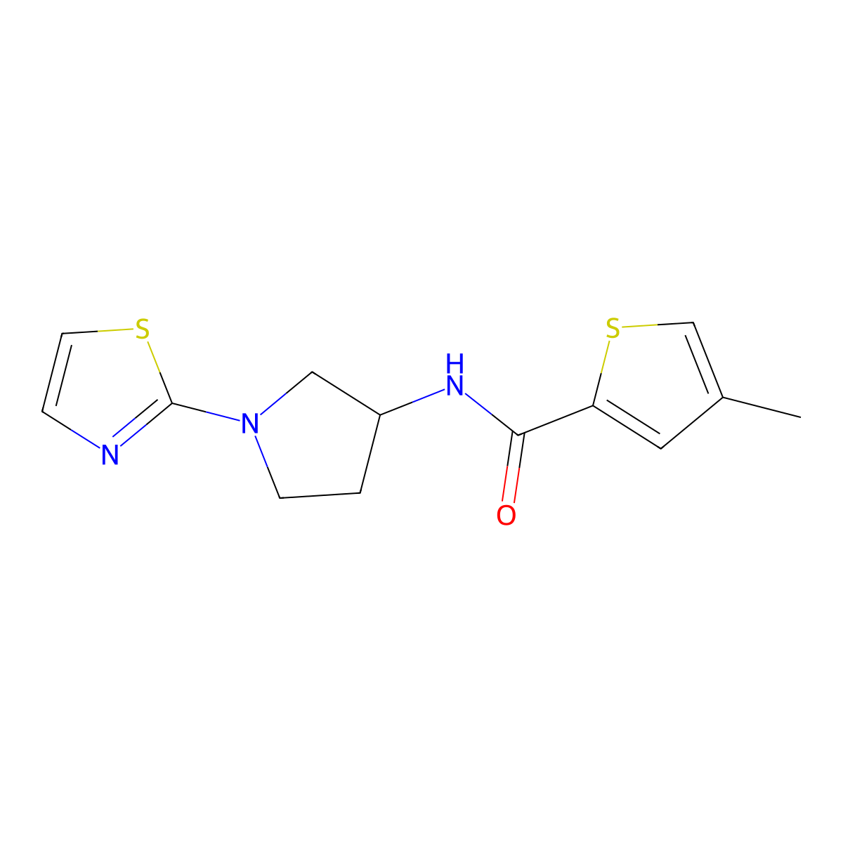 4-methyl-N-(1-(thiazol-2-yl)pyrrolidin-3-yl)thiophene-2-carboxamide molecular structure, CAS 1795494-37-9