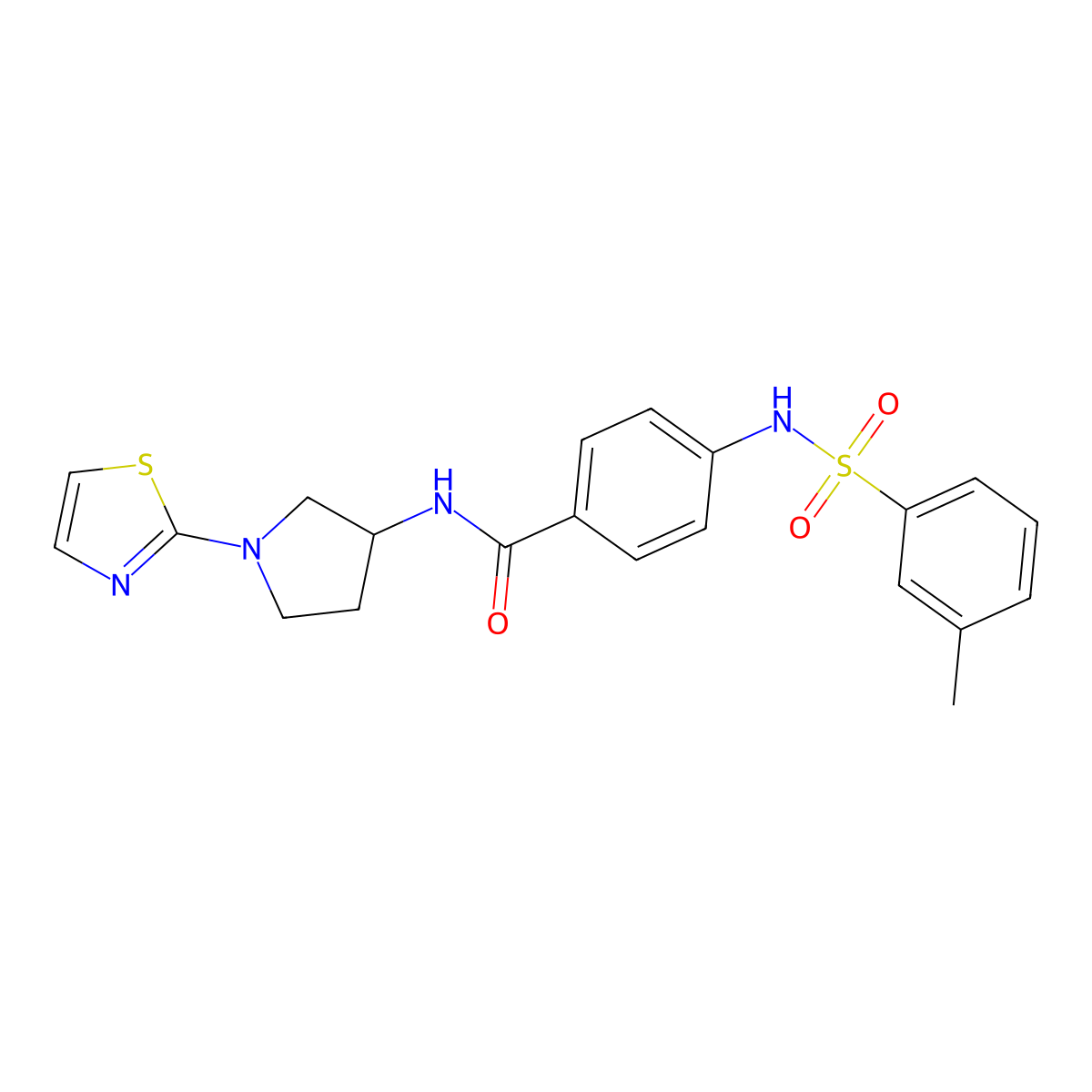 4-(3-methylphenylsulfonamido)-N-(1-(thiazol-2-yl)pyrrolidin-3-yl)benzamide molecular structure, CAS 1795494-44-8