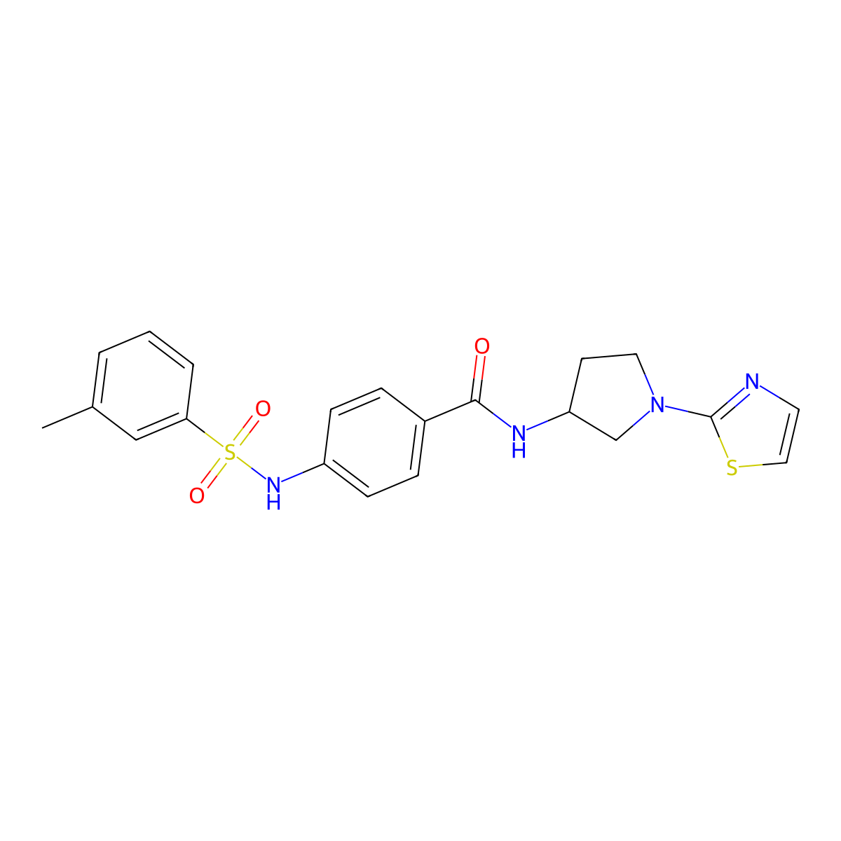 4-(3-methylphenylsulfonamido)-N-(1-(thiazol-2-yl)pyrrolidin-3-yl)benzamide molecular structure, CAS 1795494-44-8