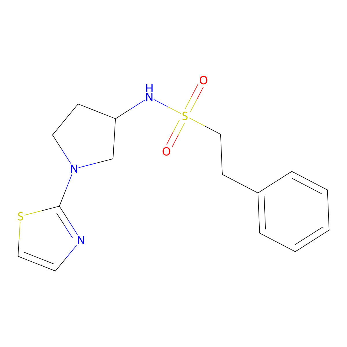 2-phenyl-N-(1-(thiazol-2-yl)pyrrolidin-3-yl)ethanesulfonamide molecular structure, CAS 1795494-51-7