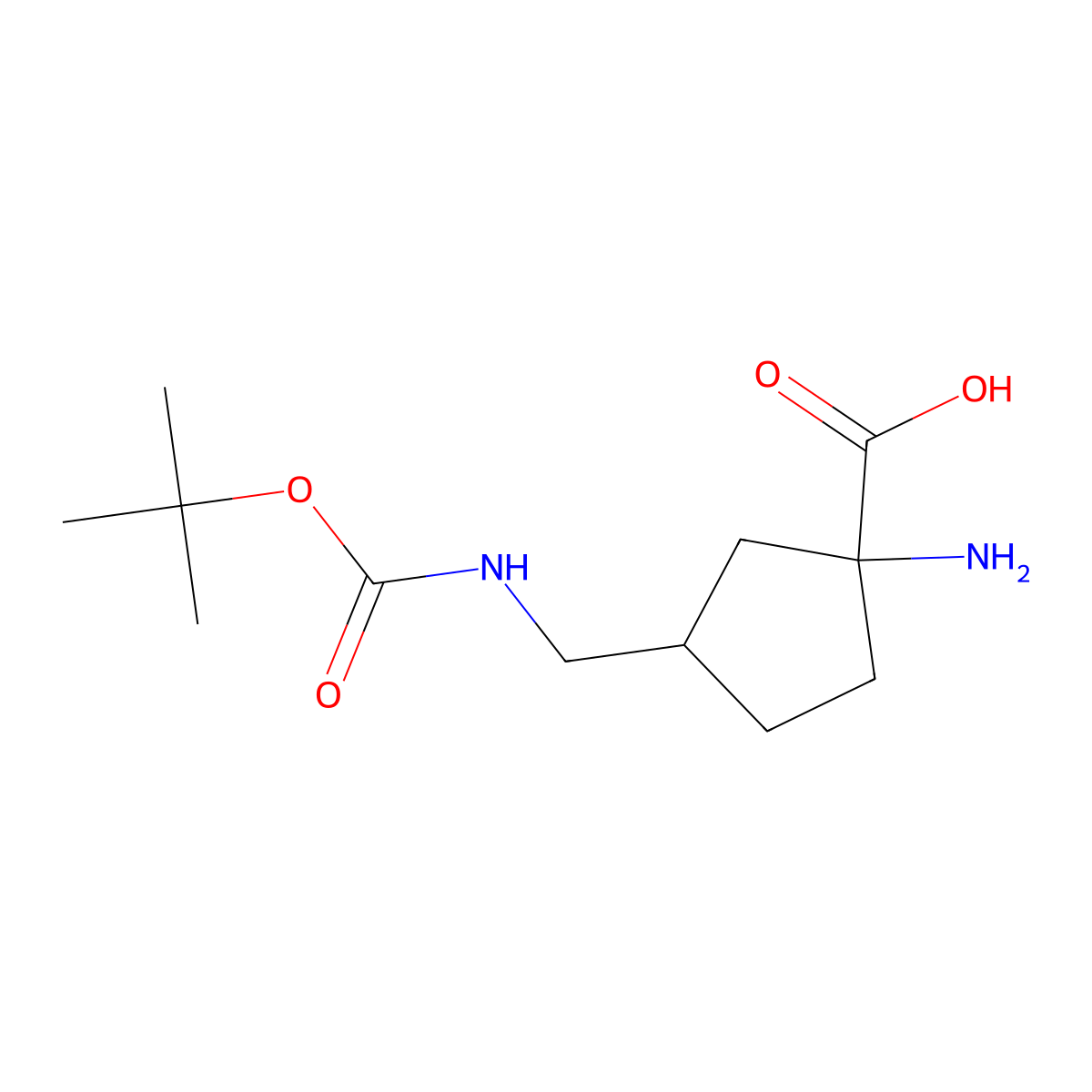 1-Amino-3-({[(tert-butoxy)carbonyl]amino}methyl)cyclopentane-1-carboxylic acid molecular structure, CAS 1795500-36-5