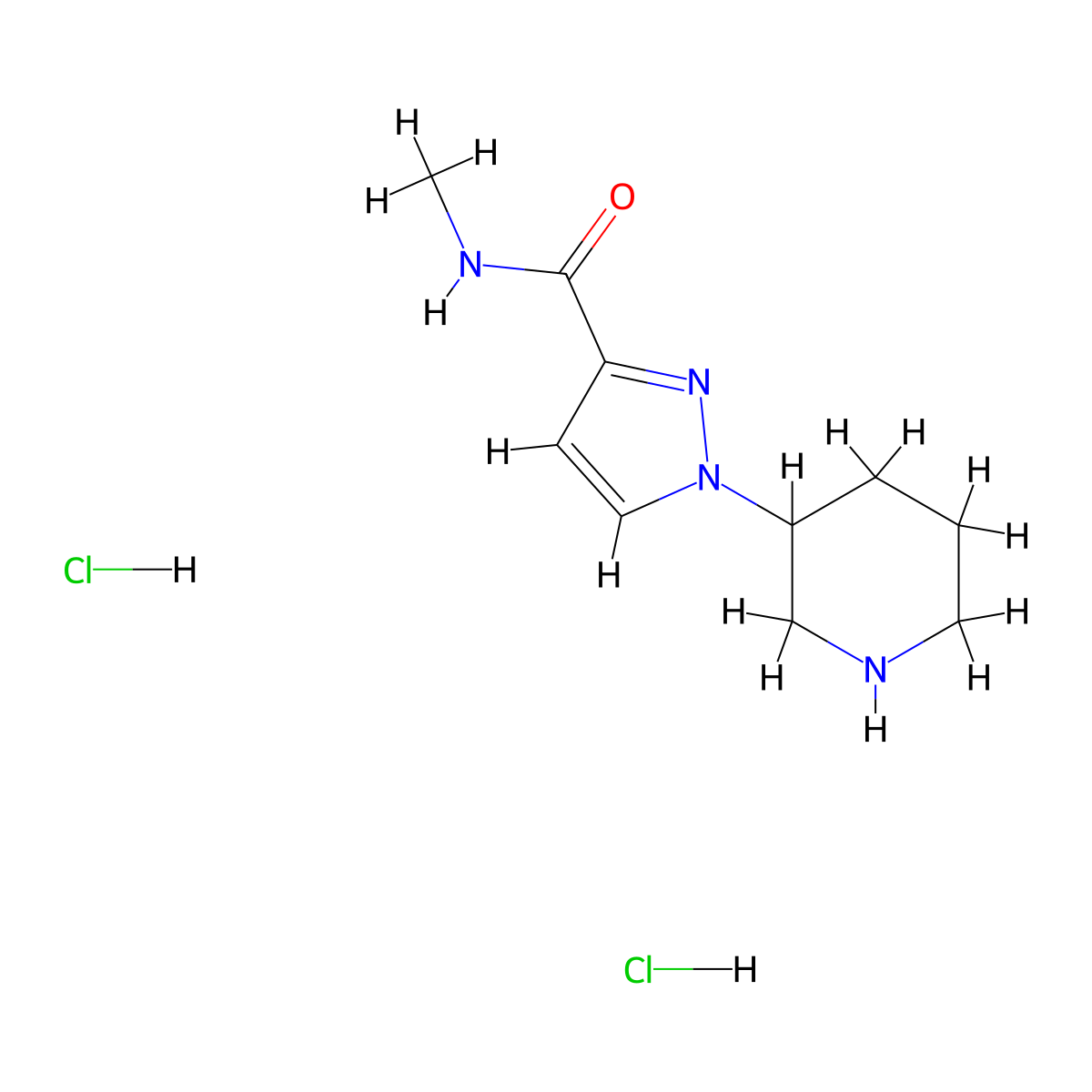 N-methyl-1-(piperidin-3-yl)-1H-pyrazole-3-carboxamide dihydrochloride molecular structure, CAS 1795500-61-6