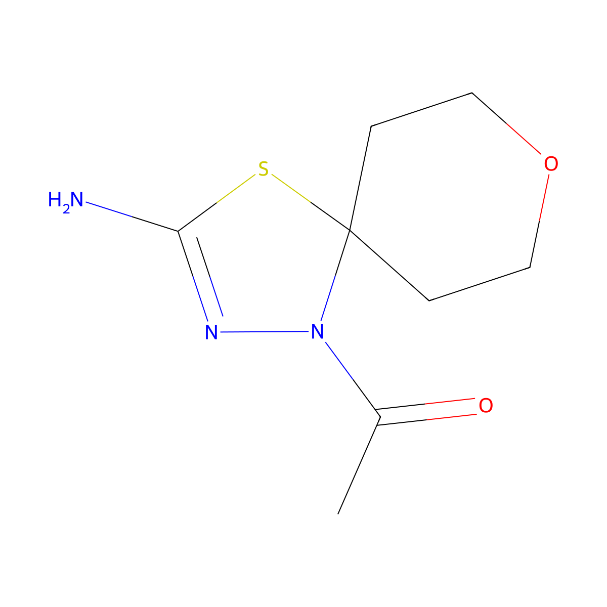 1-{3-Amino-8-oxa-4-thia-1,2-diazaspiro[4.5]dec-2-en-1-yl}ethan-1-one molecular structure, CAS 1795500-98-9