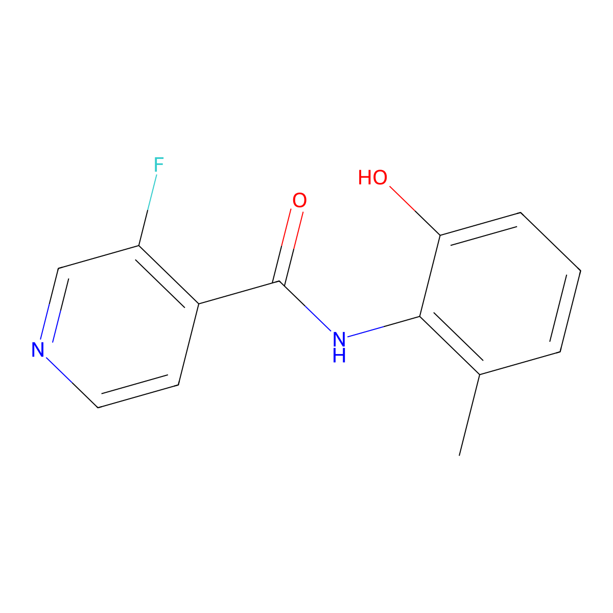 3-fluoro-N-(2-hydroxy-6-methylphenyl)pyridine-4-carboxamide molecular structure, CAS 1795501-79-9