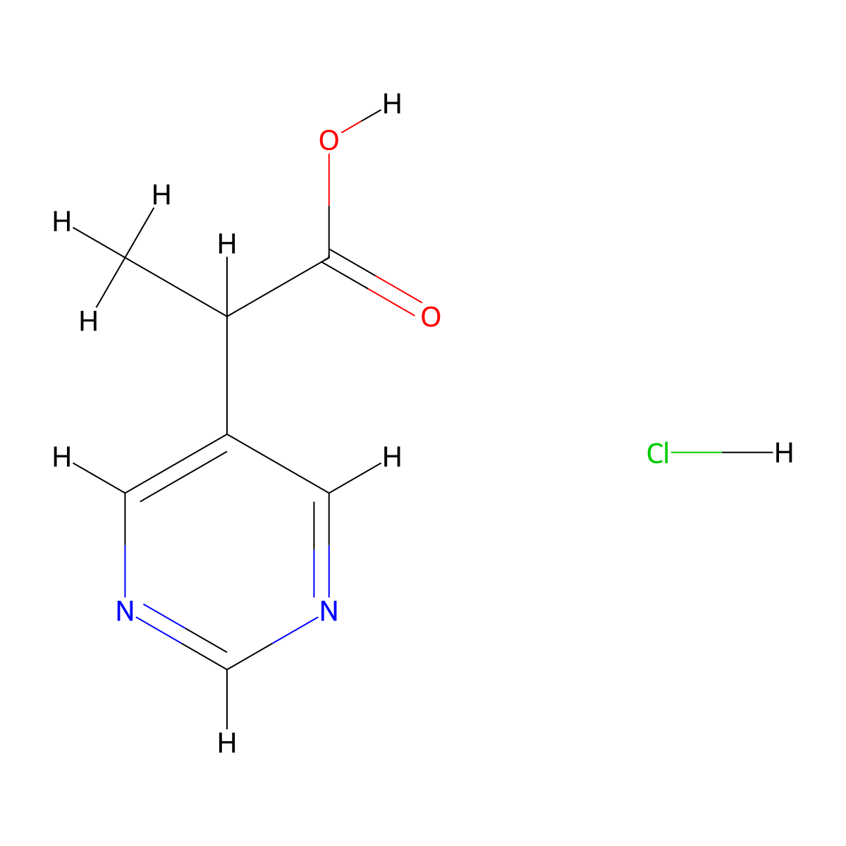 2-(Pyrimidin-5-yl)propanoic acid hydrochloride molecular structure, CAS 1795502-38-3