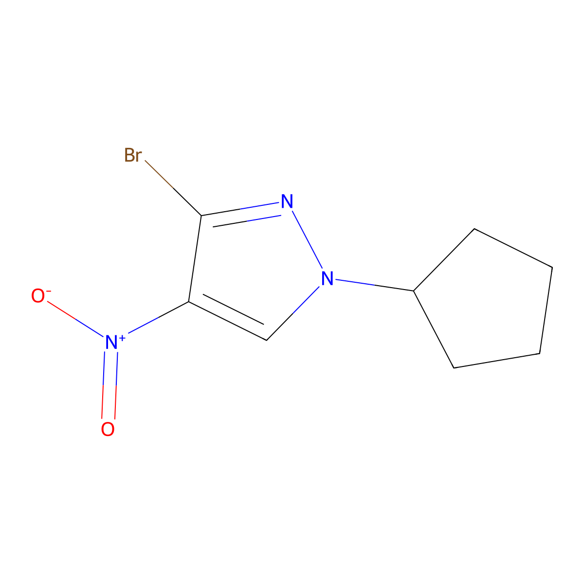 3-bromo-1-cyclopentyl-4-nitro-1H-pyrazole molecular structure, CAS 1795502-99-6