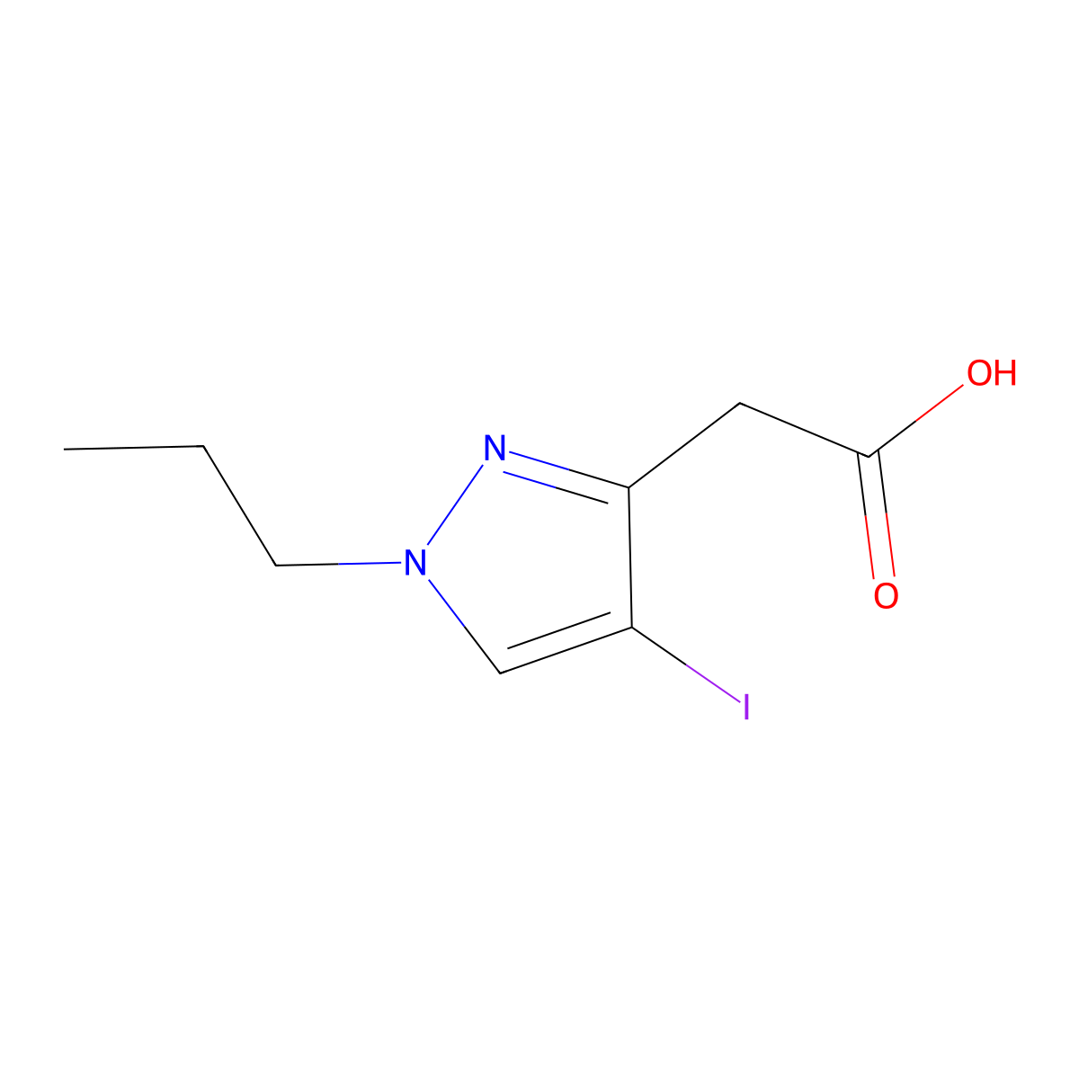 2-(4-Iodo-1-propyl-1H-pyrazol-3-yl)acetic acid molecular structure, CAS 1795503-02-4
